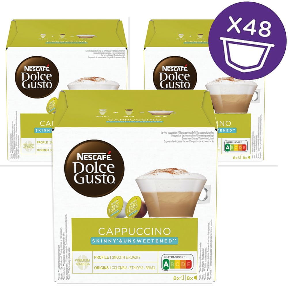 NESCAFÉ Dolce Gusto Cappuccino Skinny Unsweetened - kávové kapsule - kartón 3x16 ks